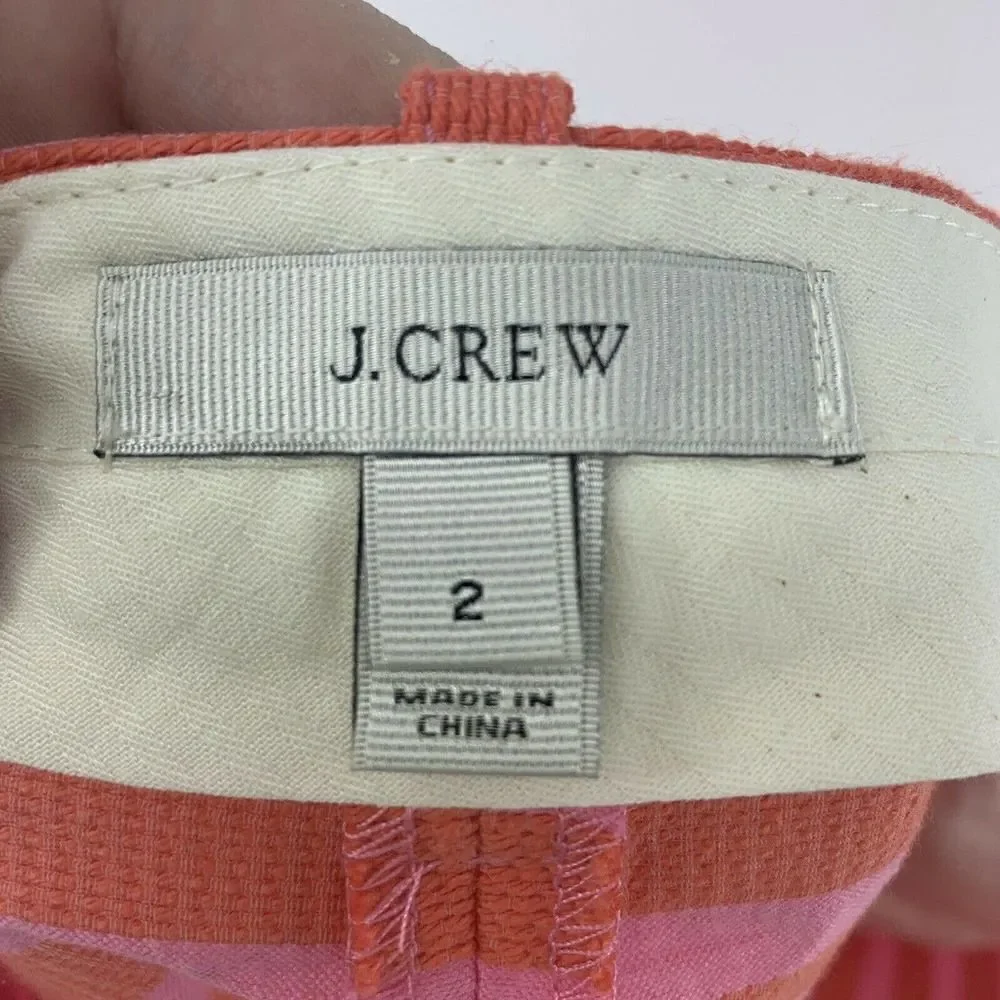 J Crew Bright Pink Striped Pencil Skirt Size 2